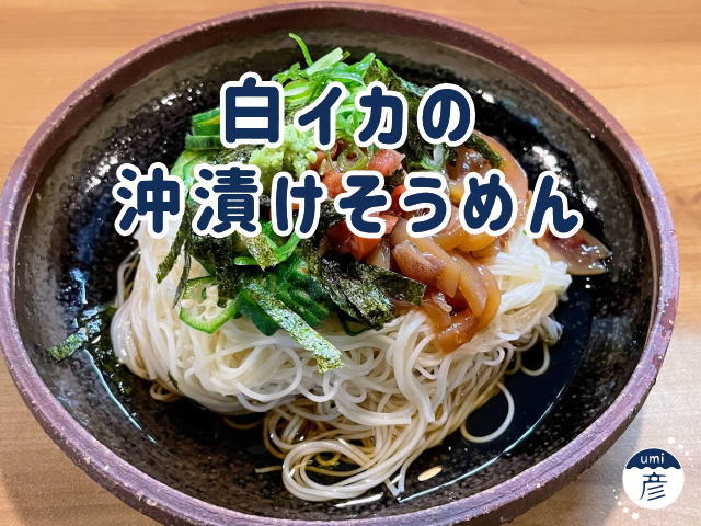 白イカの沖漬けそうめん｜島根イカログの白イカ絶品レシピ